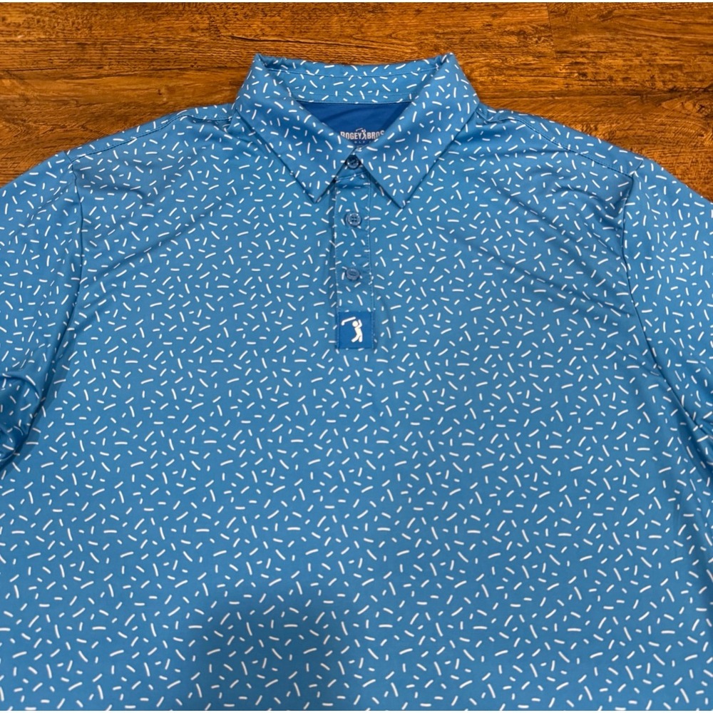Bogey Bros Golf Co. Blue Sprinkles Performance Short Sleeve Polo Shirt Men's XL